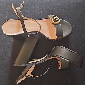 Authentic Gucci GG Marmont Ankle Wrap Platform Sandals